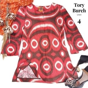 Tory Burch Linen Boho Smock Top Boat Neck Tunic Sz 4